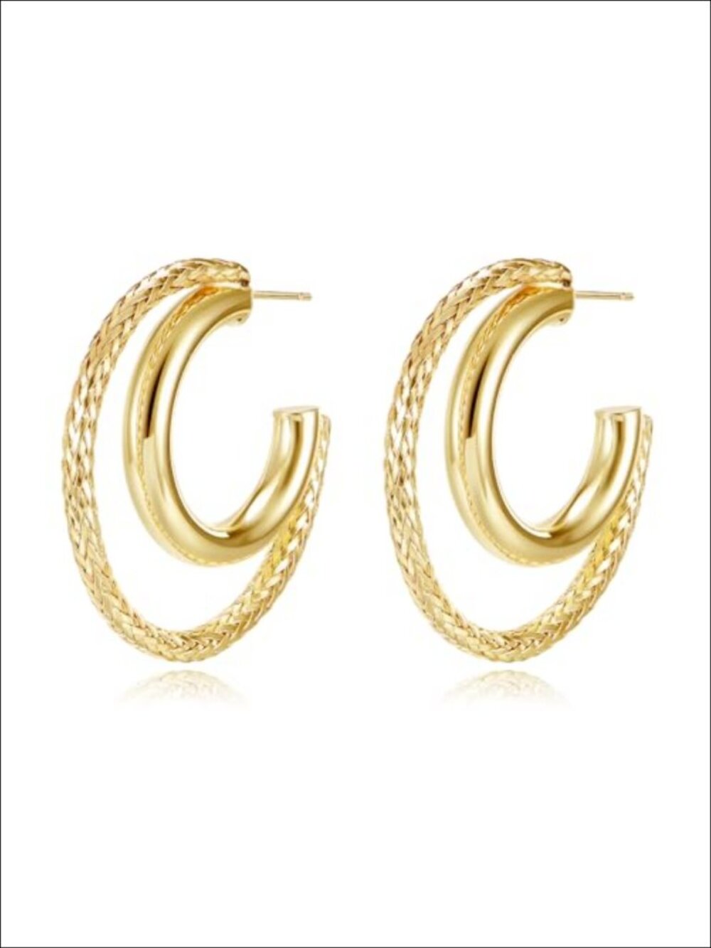 14K Gold Plated Hoop Earrings Twisted Braided 38MM Statement Jewelry